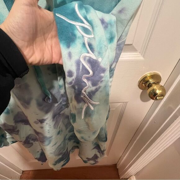 NWT Victoria's Secret PINK Fleece HOODIE Sweatshirt Dress Tie Dye XS - Picture 6 of 11